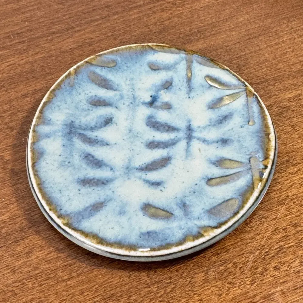 Studio Art Pottery Small Plate Butter Pat Spoon Teabag Rest 3